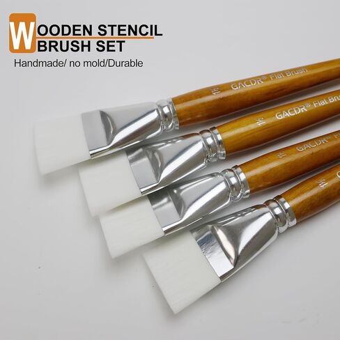 1 1/2 inch Flat Paint Brushes for Acrylic Painting,4 Pieces 38mm Large Craft Basecoating PaintBrushes with Wooden Handle for Acrylic, Oil, Body, Facial mask Brushes in Kuwait