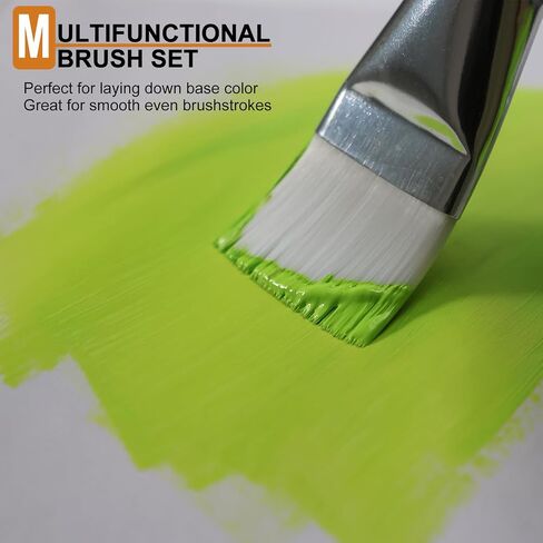1 1/2 inch Flat Paint Brushes for Acrylic Painting,4 Pieces 38mm Large Craft Basecoating PaintBrushes with Wooden Handle for Acrylic, Oil, Body, Facial mask Brushes in Kuwait