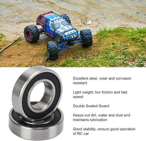 RC Ball Bearing أخدود عميق مزدوج محمل كرة فولاذية محمل البديل لـ Arrma 1/5 Outcast Kraton 8S RC Car Accessories 2pcs Silver 24mm OD 12mm ID 6mm shight in Saudi Arabia