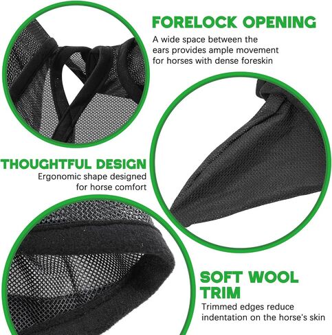 2 PCS Horse Fly Mask مع آذان قابلة للتعديل UV Protection Horse Fly Mask Accessories مساحة كبيرة للعين مع آذان لصيف الخيول والأسود والرمادي ، L. in Kuwait