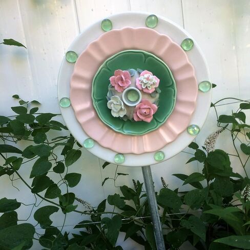#116717 Unique Flower Garden Plate Handmade From Recycled Materials To Add Color and Personality To Your Garden! Price includes shipping! in Saudi Arabia