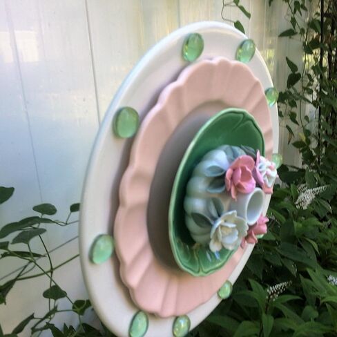 #116717 Unique Flower Garden Plate Handmade From Recycled Materials To Add Color and Personality To Your Garden! Price includes shipping! in Saudi Arabia