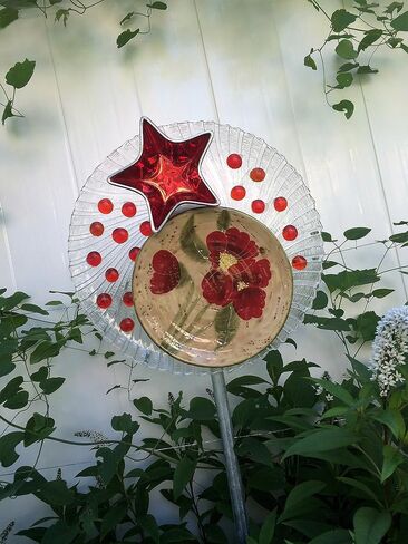 #110717 This Unique and Colorful Art Deco Garden Flower Plate Will Add Conversation And Color To Your Garden! Price includes shipping. in Saudi Arabia