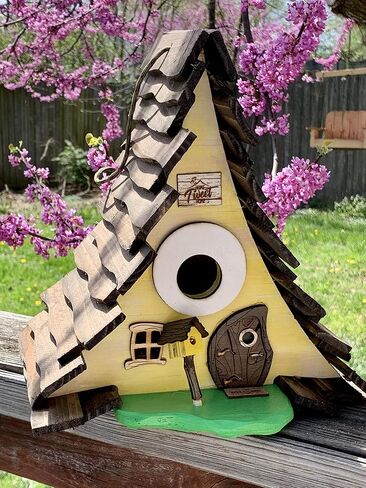 Birdhouse مصنوع يدويًا في الولايات المتحدة الأمريكية حديقة الخشب معلقة عشاق الطبيعة in Saudi Arabia