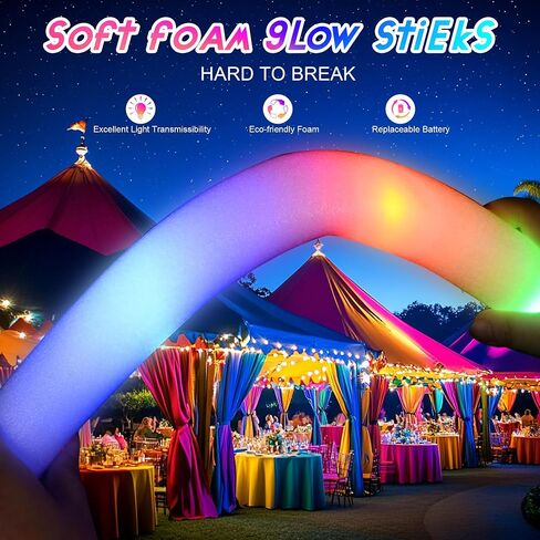 36 Pcs LED Foam Glow Sticks Bulk,Glow in The Dark Party Supplies，Foam Light Up Sticks 3 Modes of Color Flashing for Birthday,Wedding,Raves,Carnival,Halloween Christmas,New Year,Concert in Saudi Arabia