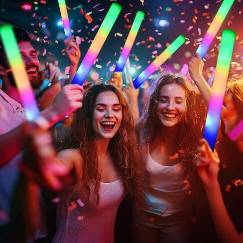 36 Pcs LED Foam Glow Sticks Bulk,Glow in The Dark Party Supplies，Foam Light Up Sticks 3 Modes of Color Flashing for Birthday,Wedding,Raves,Carnival,Halloween Christmas,New Year,Concert in Saudi Arabia