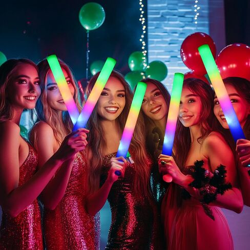36 Pcs LED Foam Glow Sticks Bulk,Glow in The Dark Party Supplies，Foam Light Up Sticks 3 Modes of Color Flashing for Birthday,Wedding,Raves,Carnival,Halloween Christmas,New Year,Concert in Saudi Arabia