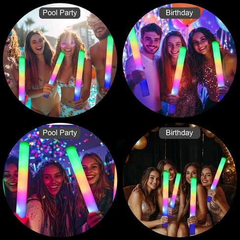 36 Pcs LED Foam Glow Sticks Bulk,Glow in The Dark Party Supplies，Foam Light Up Sticks 3 Modes of Color Flashing for Birthday,Wedding,Raves,Carnival,Halloween Christmas,New Year,Concert in Saudi Arabia