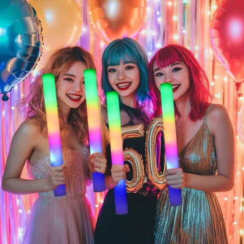 36 Pcs LED Foam Glow Sticks Bulk,Glow in The Dark Party Supplies，Foam Light Up Sticks 3 Modes of Color Flashing for Birthday,Wedding,Raves,Carnival,Halloween Christmas,New Year,Concert in Saudi Arabia