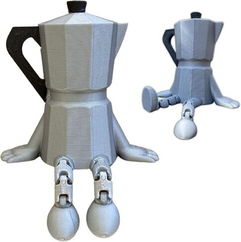 Quirky Moka Pot with Articulated Legs – 3D Printed PLA Shelf Decor | Funny Coffee Lover Gift | Poseable Coffee Figurine | Barista Desk Toy in Saudi Arabia