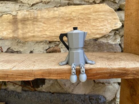 Quirky Moka Pot with Articulated Legs – 3D Printed PLA Shelf Decor | Funny Coffee Lover Gift | Poseable Coffee Figurine | Barista Desk Toy in Saudi Arabia