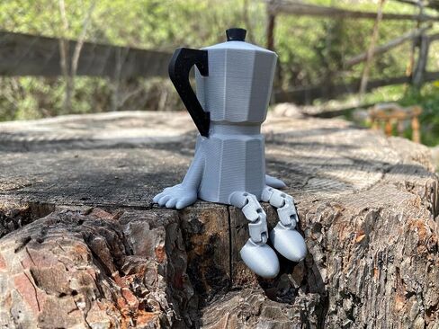 Quirky Moka Pot with Articulated Legs – 3D Printed PLA Shelf Decor | Funny Coffee Lover Gift | Poseable Coffee Figurine | Barista Desk Toy in Saudi Arabia