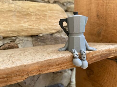 Quirky Moka Pot with Articulated Legs – 3D Printed PLA Shelf Decor | Funny Coffee Lover Gift | Poseable Coffee Figurine | Barista Desk Toy in Saudi Arabia