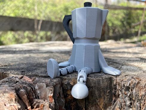 Quirky Moka Pot with Articulated Legs – 3D Printed PLA Shelf Decor | Funny Coffee Lover Gift | Poseable Coffee Figurine | Barista Desk Toy in Saudi Arabia