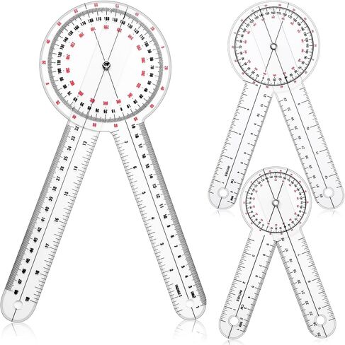 Zonon 3 Pcs Goniometer Transparent Orthopedic Angle Ruler Plastic 360 Degree Clear Goniometer Protractor Physical Therapy for Measurement Tool Angle Ruler Sports Training​ (6/8/12 Inch) in Saudi Arabia