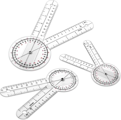 Zonon 3 Pcs Goniometer Transparent Orthopedic Angle Ruler Plastic 360 Degree Clear Goniometer Protractor Physical Therapy for Measurement Tool Angle Ruler Sports Training​ (6/8/12 Inch) in Saudi Arabia