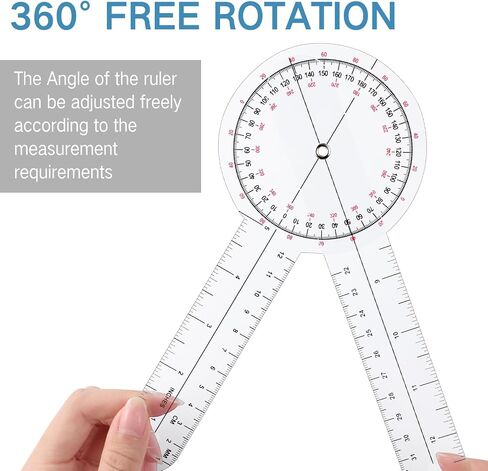 Zonon 3 Pcs Goniometer Transparent Orthopedic Angle Ruler Plastic 360 Degree Clear Goniometer Protractor Physical Therapy for Measurement Tool Angle Ruler Sports Training​ (6/8/12 Inch) in Saudi Arabia