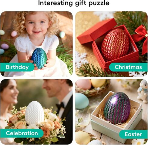 Mystery Egg Maze Box Gift, Money Puzzle Box for Cash, 3D Printed, Maze Game with Hidden Compartment, Treasures, Reusable Gift for Adults & Kids, Birthday, Christmas, Halloween, Easter (Bluegreen) in Saudi Arabia