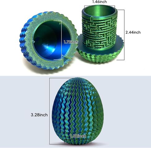 Mystery Egg Maze Box Gift, Money Puzzle Box for Cash, 3D Printed, Maze Game with Hidden Compartment, Treasures, Reusable Gift for Adults & Kids, Birthday, Christmas, Halloween, Easter (Bluegreen) in Saudi Arabia
