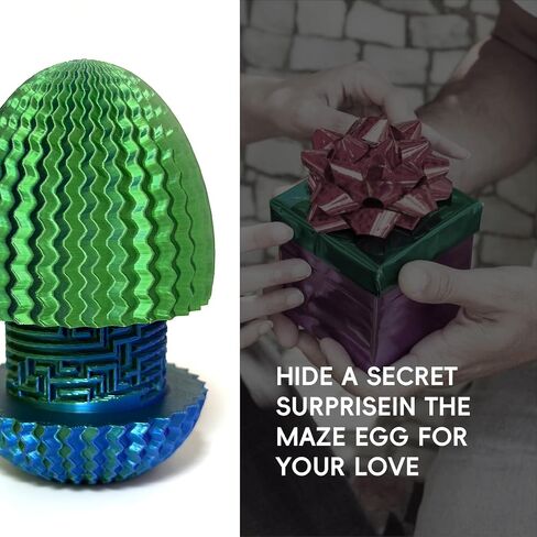 Mystery Egg Maze Box Gift, Money Puzzle Box for Cash, 3D Printed, Maze Game with Hidden Compartment, Treasures, Reusable Gift for Adults & Kids, Birthday, Christmas, Halloween, Easter (Bluegreen) in Saudi Arabia