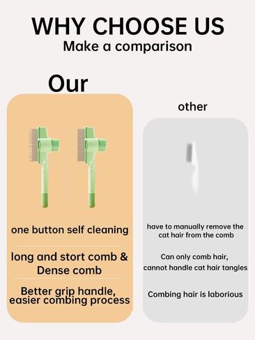 Cat Comb Dog Comb Pet Hair Removal Tool Flea for Cats and Dog Lice Cat Brush with Release Button Self-Cleaning with Long & Short Stainless Steel Metal Teeth for Shedding in Saudi Arabia
