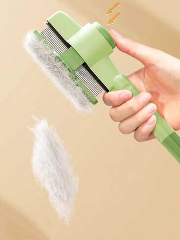 Cat Comb Dog Comb Pet Hair Removal Tool Flea for Cats and Dog Lice Cat Brush with Release Button Self-Cleaning with Long & Short Stainless Steel Metal Teeth for Shedding in Saudi Arabia