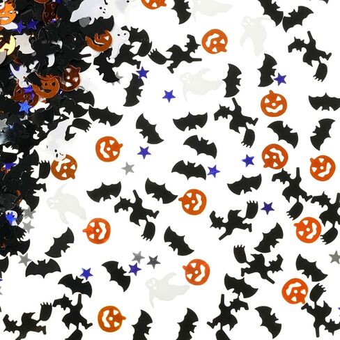 Halloween Party Table Scatter Glitter Foil Confetti - Pumpkin, Witch, Bat Metallic Sequins Plastic Sprinkles for Baby Shower Decoration, 60g in Saudi Arabia