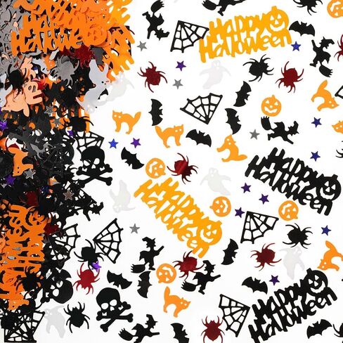 Halloween Party Table Scatter Glitter Foil Confetti - Pumpkin, Witch, Bat Metallic Sequins Plastic Sprinkles for Baby Shower Decoration, 60g in Saudi Arabia