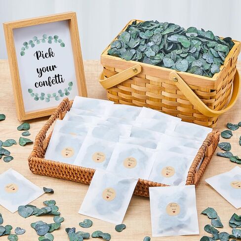 Biodegradable Confetti 10.58 Oz eucalyptus leaves Dried Flower Petals with Throw Me Stickers Confetti Biodegradable Flower Petals for Valentines Decor(Eucalyptus Leaves,Multi Color,55 Pcs) in Saudi Arabia