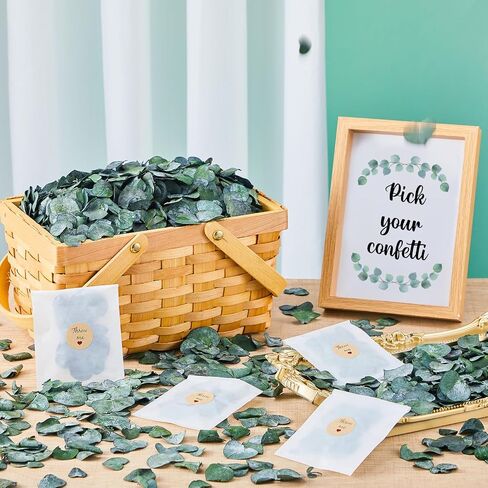 Biodegradable Confetti 10.58 Oz eucalyptus leaves Dried Flower Petals with Throw Me Stickers Confetti Biodegradable Flower Petals for Valentines Decor(Eucalyptus Leaves,Multi Color,55 Pcs) in Saudi Arabia