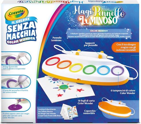 فرشاة Crayola Color Wonder Magic Light ، فرشاة الضوء السحرية ، مجموعة الطلاء بدون وصمة عار ، نشاط إبداعي ، هدية للأطفال من 3 سنوات ، 25-6000 ، النسخة الإيطالية in Kuwait