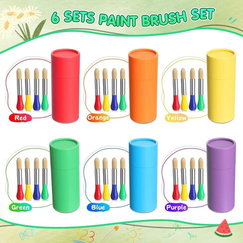 12 Pack Watercolor Paint Brushes Bulk Set for Kids Baby Toddler-4 Pcs Per Set Jumbo Brushes with Chubby Wood Handles for Easy Grip Paintbrushes Non Toxic Bristles for Art Craft (Colored) in Saudi Arabia