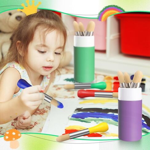 12 Pack Watercolor Paint Brushes Bulk Set for Kids Baby Toddler-4 Pcs Per Set Jumbo Brushes with Chubby Wood Handles for Easy Grip Paintbrushes Non Toxic Bristles for Art Craft (Colored) in Saudi Arabia