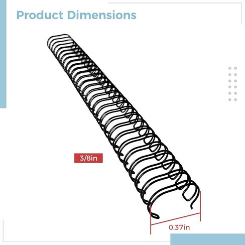 100 PCS حلقة مزدوجة سلك الربط 3/8 بوصة 9.5 مم 34 حلقات 34 ، والعمود الفقري المغطى بالمغلفة نايلون لربط المستند ، متوافق مع آلات الربط 3: 1 in Kuwait