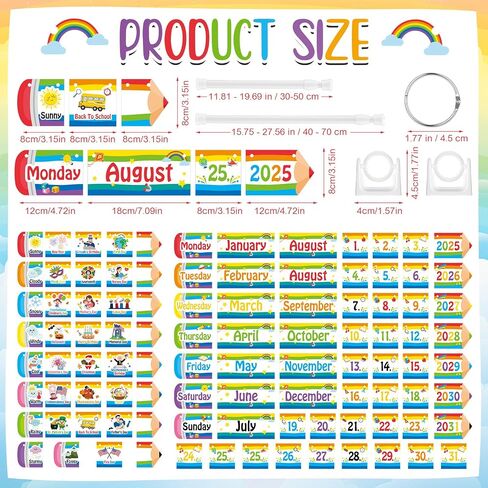 Pasimy 96 PCS قلم رصاص Flip Clendar Classroom Decorations Flip Flip Flip Bulletin Poard مع حاملي قضيب للعودة إلى درس المدرسة مستلزمات الجدران المدرسية المدرسية. in Kuwait