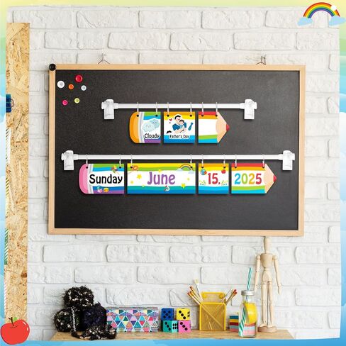 Pasimy 96 PCS قلم رصاص Flip Clendar Classroom Decorations Flip Flip Flip Bulletin Poard مع حاملي قضيب للعودة إلى درس المدرسة مستلزمات الجدران المدرسية المدرسية. in Kuwait