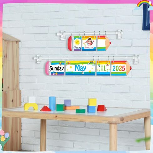 Pasimy 96 PCS قلم رصاص Flip Clendar Classroom Decorations Flip Flip Flip Bulletin Poard مع حاملي قضيب للعودة إلى درس المدرسة مستلزمات الجدران المدرسية المدرسية. in Kuwait