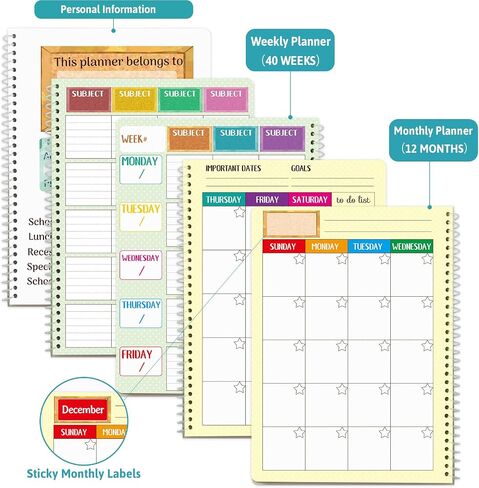 Ceiba Tree Teacher Planner مع ملصقات الفينيل الملاحظات اللاصقة تعيين بطاقات القلم وبطاقات التأكيد إلى المدرسة الأولى من هدايا مدرس المدرسة مجموعة ثابتة للنساء in Saudi Arabia