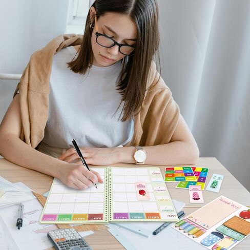Ceiba Tree Teacher Planner مع ملصقات الفينيل الملاحظات اللاصقة تعيين بطاقات القلم وبطاقات التأكيد إلى المدرسة الأولى من هدايا مدرس المدرسة مجموعة ثابتة للنساء in Saudi Arabia
