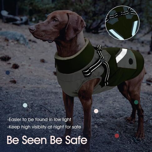 IECOii Dog Coats for Large Dogs Winter Waterproof -Green,XLarge- Zip Up Dog Sweaters for Large Dogs,Dog Jackets for Large Dogs,Fleece Dog Snow Jacket Snowsuit Beagle Cocker Spaniel Border Collie in Kuwait