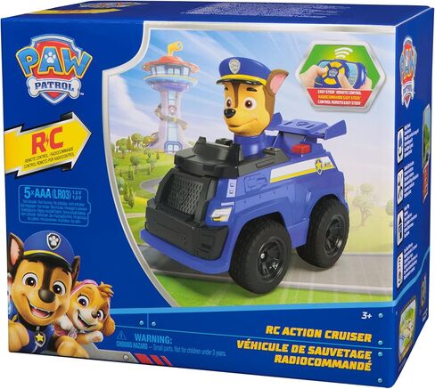 Paw Paw Patrol Chase RC Action Cruiser ، سيارة التحكم عن بُعد مع مصابيح LED ووحدة تحكم سهلة الإيقاع ، تظاهر لعب الأطفال للأولاد والبنات الذين تتراوح أعمارهم بين 3 وما فوق in Kuwait