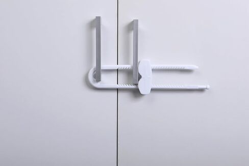 Dreambaby Sliding Cabinet Locks - Child Proof Cabinet Latches - For Kitchen, Bathroom Storage Doors Handles & Knobs - Suitable for Round & D-Shaped Handles - 3 Pack - White - Model L183 | Child Proof Cabinet Locks - Fits Round & D-Shaped Handles - Sliding in Saudi Arabia