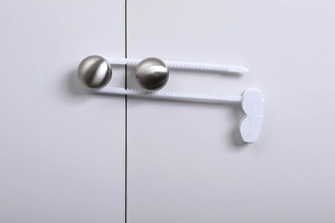Dreambaby Sliding Cabinet Locks - Child Proof Cabinet Latches - For Kitchen, Bathroom Storage Doors Handles & Knobs - Suitable for Round & D-Shaped Handles - 3 Pack - White - Model L183 | Child Proof Cabinet Locks - Fits Round & D-Shaped Handles - Sliding in Saudi Arabia