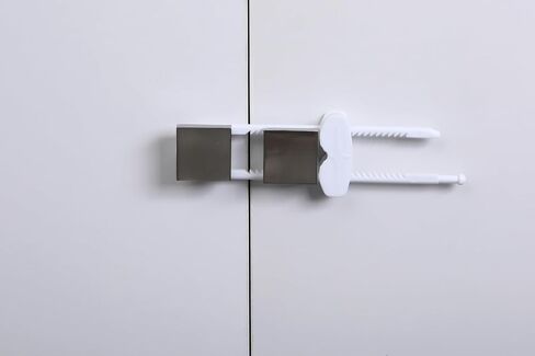 Dreambaby Sliding Cabinet Locks - Child Proof Cabinet Latches - For Kitchen, Bathroom Storage Doors Handles & Knobs - Suitable for Round & D-Shaped Handles - 3 Pack - White - Model L183 | Child Proof Cabinet Locks - Fits Round & D-Shaped Handles - Sliding in Saudi Arabia