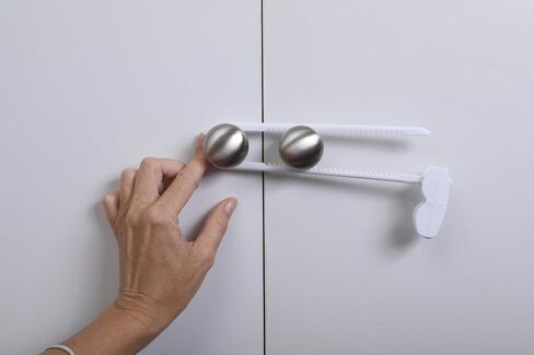 Dreambaby Sliding Cabinet Locks - Child Proof Cabinet Latches - For Kitchen, Bathroom Storage Doors Handles & Knobs - Suitable for Round & D-Shaped Handles - 3 Pack - White - Model L183 | Child Proof Cabinet Locks - Fits Round & D-Shaped Handles - Sliding in Saudi Arabia