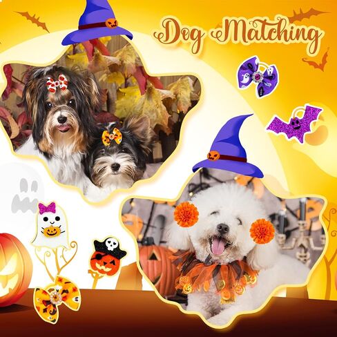 60pcs/30pairs Fall Dog Hair أقواس مع عصابات مطاطية من القيقب ورقة اليقطين اليقطين الكلب أقواس Girls Puppy Dows for Small Medium كبير الكلاب Yorkie Pet Hair Grooming Associory in Kuwait