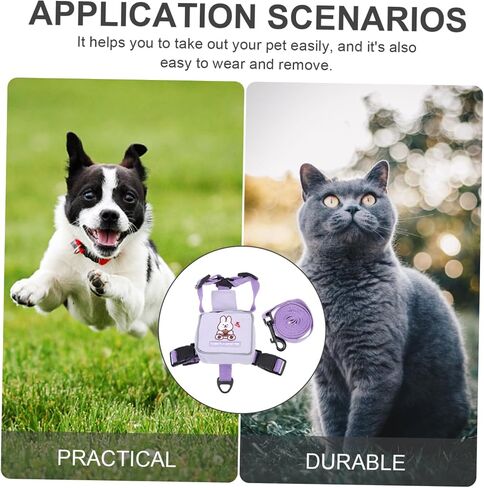 Yardwe Cat Harness and Leash Escape Long Leash for Outdoor Walking Small Pets with Comfortable Ergonomic Design and Purple Bunny Vest for Cats in Saudi Arabia