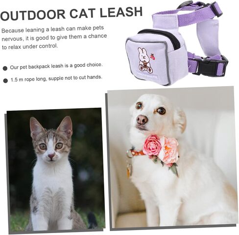 Luxshiny Escape Cat Harness Backback Small Dog Leash Lightweight Polyester Histen مع تصميم مقاوم مقاوم للارتداء للمشي والسفر في الهواء الطلق الآمن in Kuwait