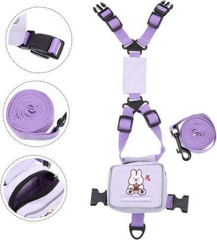 Luxshiny Escape Cat Harness Backback Small Dog Leash Lightweight Polyester Histen مع تصميم مقاوم مقاوم للارتداء للمشي والسفر في الهواء الطلق الآمن in Kuwait
