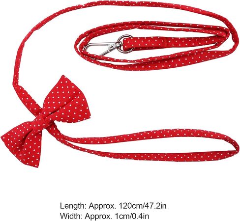 Outdoor Pet Leash with Cat Training Lead, 100% Cotton Dog Collar Rope, Bow Design, Soft and Breathable, Red Dot Pattern, Dog Walking Leads with Hook for Dogs and Cats in Saudi Arabia